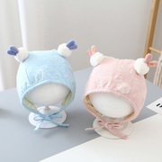 韩版宝宝帽子秋冬季婴儿保暖初生护耳帽男童女童可爱新生儿套头帽