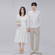 领证小白裙轻婚纱，法式高级感情侣装春夏一裙一衣拍结婚登记照