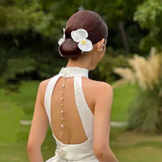 速发韩式新娘头饰白色甜美头花朵，绑发饰结婚纱礼服影楼拍照配