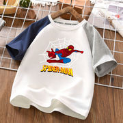 蜘蛛侠儿童夏装短袖t恤男孩，宝宝中小童纯棉半袖，上衣帅洋气打底衫