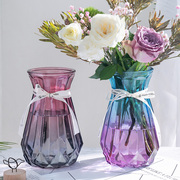套装玻璃花瓶摆件北欧客厅水养富贵竹透明装饰大小干花插花瓶