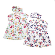 夏季外贸1-2岁婴儿裙，子女宝宝短袖三角，哈裙+发带女孩花朵连衣裙