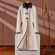 羊剪绒大衣女海宁皮草，颗粒绒羊毛连帽中长款外套，韩版冬季2022