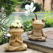 花园装饰瑜伽青蛙动物花盆，户外庭院布置别墅，园林阳台创意造景摆件