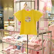 frenchcat法猫女童，黄色休闲t恤韩国夏季儿童猫咪短袖
