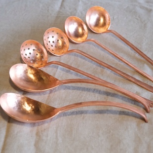 全手工纯铜加厚汤勺，紫铜可爱家用火锅，漏勺红铜饭勺长柄铜勺锅铲