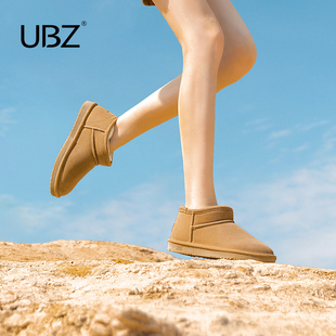 UBZ 防水矮帮雪地靴女一脚蹬2023年女冬低帮短靴加绒面包棉鞋