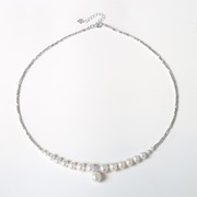 时尚925银项链女淡水珍珠，吊坠潮礼服饰品，气质高级短款锁骨链