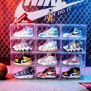 磁吸式高帮篮球收纳鞋盒防尘塑料透明收纳鞋盒PET展示鞋柜侧开