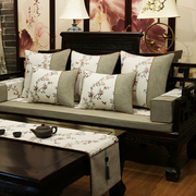 红木中式沙发坐垫实木家具绣花靠垫沙发垫套罗汉床垫子五件套定制