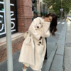 牛角扣奶fufu羊羔毛外套(毛外套)女2023冬季韩版中长款加厚毛绒绒(毛绒绒)皮草大衣