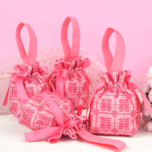 喜糖袋结婚专用帆布布袋子婚礼手提喜袋空盒包装礼盒糖果喜糖盒子