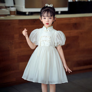 新中式国风裙子女童连衣裙夏装2024小女孩夏季儿童白色公主裙