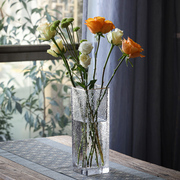 北欧方形玻璃花瓶透明养富贵竹百合玫瑰鲜花器皿创意摆件客厅插花
