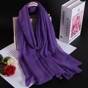 时尚漂亮的深紫色桑蚕丝，丝巾中老年妈妈长款真丝围巾披肩春秋冬季