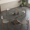 伸缩岩板餐桌圆形轻奢现代简约方圆两用旋转折叠侘寂风实木餐桌