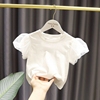 女童短袖t恤2023夏装婴儿童半袖女宝宝洋气泡泡袖纯棉上衣潮