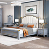 定制美式全实木双人床1.8米白色，现代简约1.5米轻奢欧式皮大床主卧