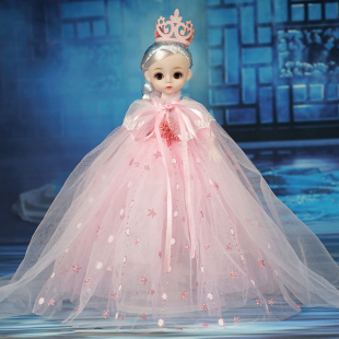 活泼可爱娃娃婚纱冰雪公主带灯光音乐眨眼睛女孩玩具生日礼物