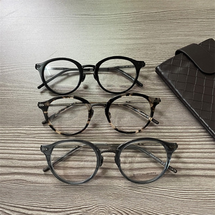 bottega纯钛手工透明眼镜框男轻奢，复古近视圆形，镜架女百搭bv0126o
