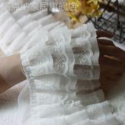 白色雪纺蕾丝花边辅料服装裙摆娃娃衣服手工褶皱荷叶边装饰材料宽