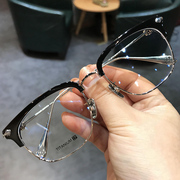 简丹剋萝心潮百搭眼镜架，男女复古时尚眼镜框半框钛架可配近视眼镜