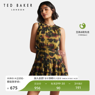 TED BAKER秋冬女士印花无袖拼接高腰短款连衣裙261807