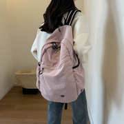 双肩包女2024大容量帆布包高中大学生书包文艺纯色旅行包背包