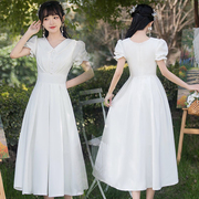 领证小白裙平时可穿登记日常法式白裙子轻婚纱订婚伴娘礼服连衣裙