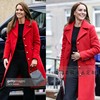 高端定制凯特王妃同款红色西装领双排，扣羊绒大衣外套女中修身英伦