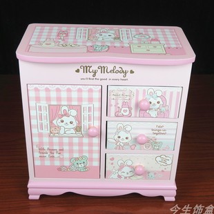 兔兔家首饰盒木质小兔，公主欧式木制卡通收纳盒，饰品盒女孩生日礼物