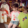 女童短袖t恤夏装2024儿童，韩版卡通印花上衣小女孩休闲打底衫