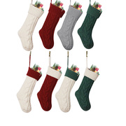 2022针织圣诞针织麻花袜大号礼物袋圣诞树装饰袜 圣诞老人袜子厂