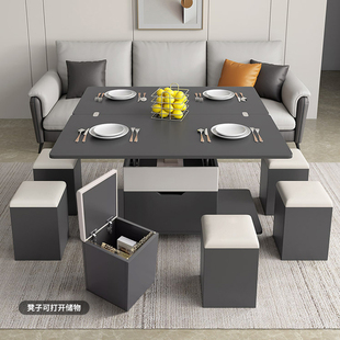 升降多功能茶几餐桌一体，小户型简约现代折叠客厅，收纳桌子茶几桌