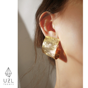 金色耳环欧美夸张高级感耳钉，女时尚气质，冷淡风个性法式复古耳饰