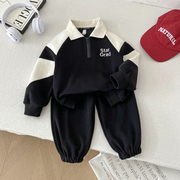 男童春秋运动服套装2024儿童polo卫衣，两件套小童春季童装衣服