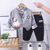 宝宝春秋套装1-3岁男童马甲衬衫韩版洋气童装儿童时尚三件套