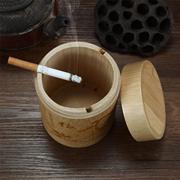 特大号烟灰缸竹木带盖烟灰缸大烟灰缸加盖烟灰缸防风烟灰缸烟灰盒