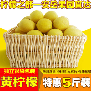 5斤四川安岳黄柠檬一二三级黄柠檬新鲜水果皮薄多汁