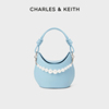 charles&keith春夏女包，ck2-10270963复古珍珠饰，单肩斜挎新月包女