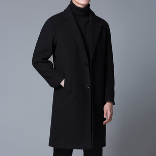 男士羊毛呢子大衣冬季韩版休闲中长款外套，加厚百搭西装风衣男