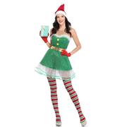 可爱绿色圣诞服精灵 蓬蓬裙蛋糕裙抹胸连衣裙圣诞节平安夜 服装