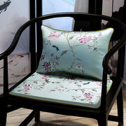 新中式椅垫刺绣花朵，沙发坐垫圈椅太师椅餐椅海绵垫，防滑夏薄款定制