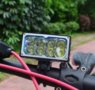 强光充电自行车前灯8核，l2灯泡t6单车前灯，户外山地车灯防水骑行灯