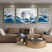 网红现代客厅九鱼图装饰画，沙发背景墙鹿挂画寓意好大气，高档抽象墙