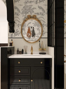法式复古浴室镜欧式雕花，化妆镜客厅玄关，壁挂装饰镜轻奢高级梳妆镜