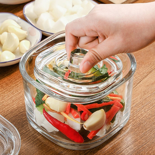 日本厨房泡菜坛子加厚玻璃，密封罐家用腌菜缸瓶浅渍罐一夜渍腌制罐