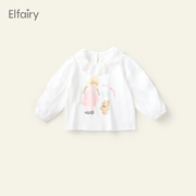 Elfairy女童可爱长袖T恤宝宝春装2024儿童女孩卫衣纯棉上衣