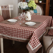餐桌布布艺美式乡村棉麻格子布小清新长方形北欧家用田园椅套套装