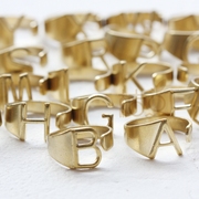 DIY饰品配件 黄铜原坯 戒指 字母戒指 开口戒指 指环 (4532C)